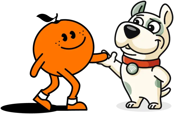 Buddy hand in hand with Tangerine